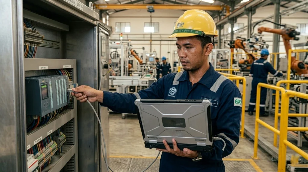 Jasa program PLC profesional dari Ranusa Automation untuk sistem otomasi pabrik yang efisien.